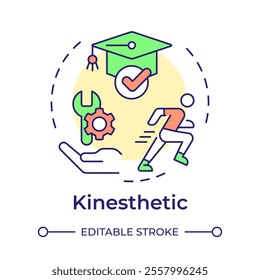 Kinesthetic learning multi color concept icon. Learning through hands on activities. Special education. Round shape line illustration. Abstract idea. Graphic design. Easy to use in blog post
