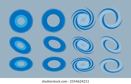 Kinetic abstract geometric vector illustration Blue Colors. Swiss design aesthetic. Kinetic memphis design.