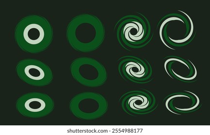 Kinetic abstract geometric vector illustration Green Colors. Swiss design aesthetic. Kinetic memphis design.