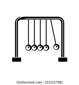 Kinetic Balls Icon Newtons Cradle Momentum Pendulum Metal Constructions. Transfer Of Energy Through Momentum. Science Simple Style Detailed Logo Vector Illustration Isolated.