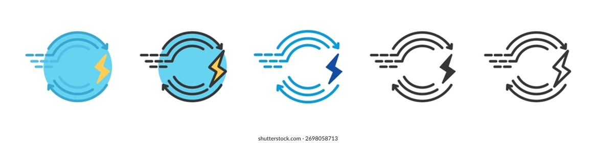Conjunto de iconos de energía cinética Multi Style Varias colecciones