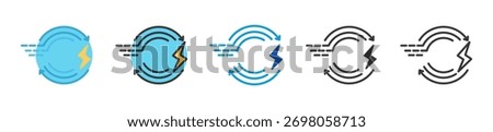 kinetic energy icon set multi style various collection