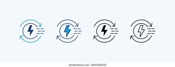 Conjunto de ícones de energia cinética Coleção de estilos múltiplos