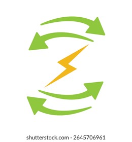 Kinetic Energy Logo with bolt and green arrow