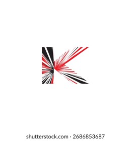 Vector Efecto Glitch del logotipo del monograma del monograma de la letra cinética K, explosión digital Abstractas de la explosión, inicial Corporativa moderna de la identidad