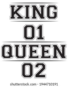 king 01 queen 02 couple vector t shirt design.