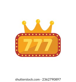 King 777 icon flat vector. Spin game. Casino lucky isolated