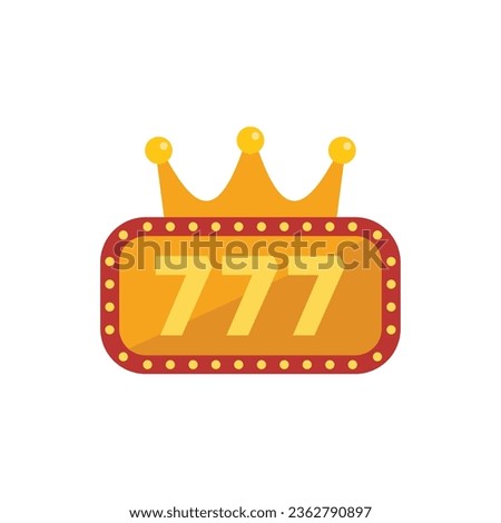 King 777 icon flat vector. Spin game. Casino lucky isolated