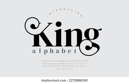 King abstract Fashion font alphabet. Minimal modern urban fonts for logo, brand etc. Typography typeface uppercase lowercase and number. vector illustration