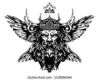 King with abstract horns and wings