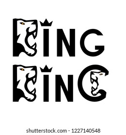 King abstract quote lettering with a lion. Calligraphy inspiration graphic design typography element. Cute simple vector sign. Textile print.