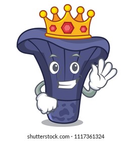 King actarius indigo mushroom mascot cartoon