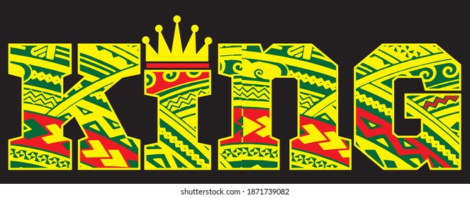 KING african pattern inside text  king typography with crown