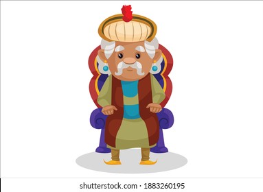 King Akbar is sitting on the throne.Vector graphic illustration.  Individually on a white background.