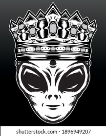 King alien illustration. Premium vector