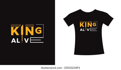 King alive typography slogan t shirt design quote gráfico de Vector, diseño de letras de ropa moderna Plantilla print art.