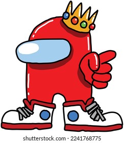 King among us, who has cool shoes and a shiny crown.