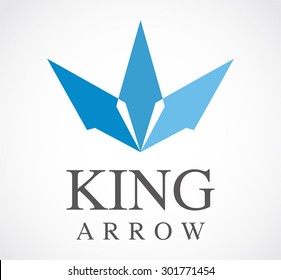King arrow blue crown abstract vector logo design template business target icon corporate identity symbol concept