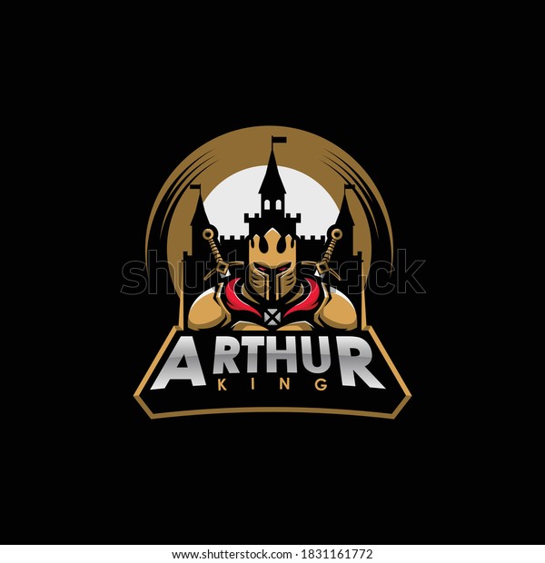 King Arthur Logo Design Vector Template, Mascot Logo.