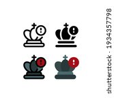 King Attention in Chess Game and Strategy Outline Icon, Logo, and illustration Vector