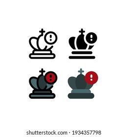 King Attention in Chess Game and Strategy Outline Icon, Logo, and illustration Vector