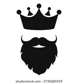 King avatar vector icon isolated on white background. Simple clipart illustration of royalty person with crown and beard. Abstract creative web design flat element for game personage, monarchy representatives, business vip customers etc. Authority power symbol.
