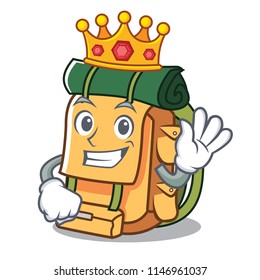 King backpack mascot cartoon style