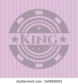 King badge with pink background. Vector Illustration. Detailed.