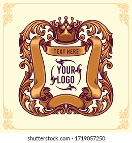 King Badges logo design template Floral Frame ornaments