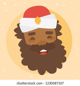 King Baltasar. Christmas ornament isolated vectorized. Magi, wiseman