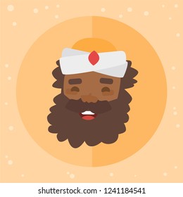 King Baltasar. Christmas ornament isolated vectorized. Magi, wiseman
