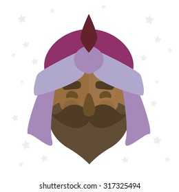 King Balthazar. Christmas ornament isolated vector. Magi.