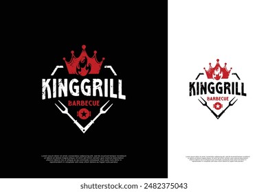 Diseño de logotipo de barbacoa King con estilo retro