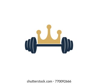 King Barbell Icon Logo Design Element