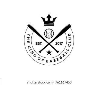 The King Of Baseball Club Vintage Crown Simple Sport Logo Circle