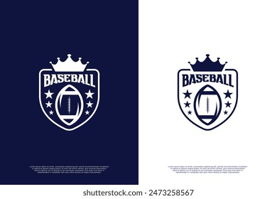 Diseño del logotipo del béisbol del rey. Diseño de logotipo de emblema de béisbol