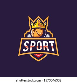 KING BASKETBALL IN TRENDY FLAT LOGO DESIGN INSPIRATION.