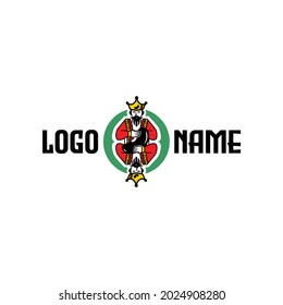 King bean logo vector. With half body. For vegetarian nutrition supply product. Premium farm and harvesting brand. Apply to web site, apps, label, emblem, badge design