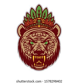 King bear illustration for t shirt design template