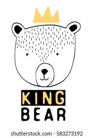 king bear illustration vector.