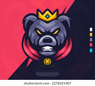 king bear logo modern illustration. suitable for esport logos, tattoos, stickers and others.