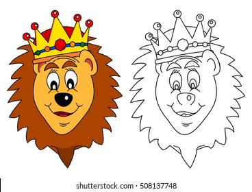 King of beasts crown - lion as a coloring book for young children - vector