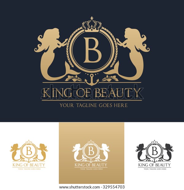 King Beauty Logo Gold Luxury Cosmetic Stock Vector (Royalty Free