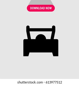King Bed Vector Icon, The black colour symbol of double bed. Simple, modern flat vector illustration for mobile app, website or desktop app  