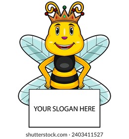 The king bee is standing in front of a white board