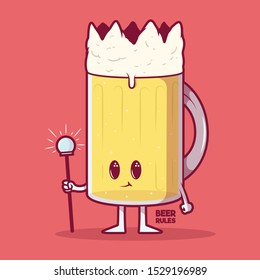 King Beer character vector illustration. Social Life, party, fun design concept