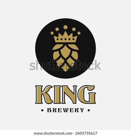King beer logo design, hops with crown logo concept.