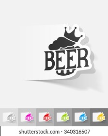 king beer paper sticker with shadow. Vector illustration