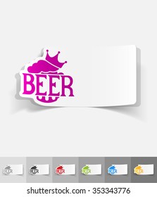 king beer paper sticker with shadow. Vector illustration