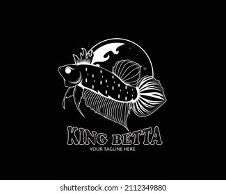 King betta fish logo design icon